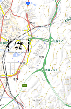 敦賀駅東口駐車場の広域図