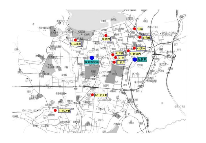 市営住宅の位置図
