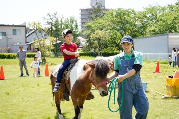 ポニーに乗る子ども