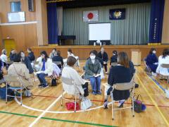 四人一組で話し合いをしている様子