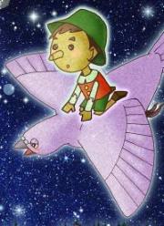 鳥に乗ったピノキオ