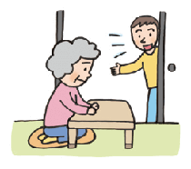 部屋に引きこもっているおばあさん