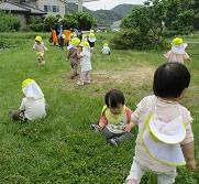 みかん組が広場で散策を楽しんでいます。