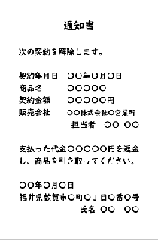 販売会社あてはがきの記載例