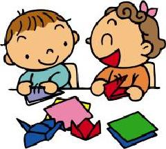 おりがみを折っている子どものイラスト