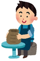 陶芸をしている人のイラスト