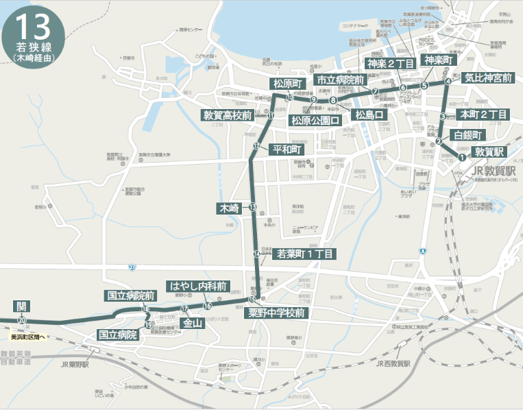 若狭線(木崎経由)路線図