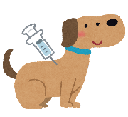 予防接種を受けている犬のイラスト