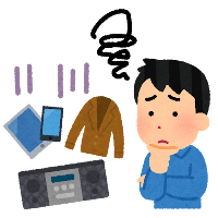 製品に困る消費者のイラスト