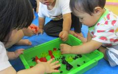 きんぎょ組の寒天ゼリーで感触遊びの画像