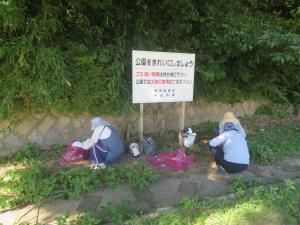 木陰での草取り