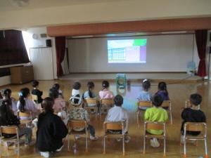 大きなスクリーンで映画を見ています