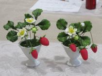 本物そっくりの鉢植えのイチゴ