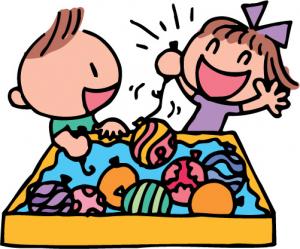 ヨーヨーつりをする子どものイラスト