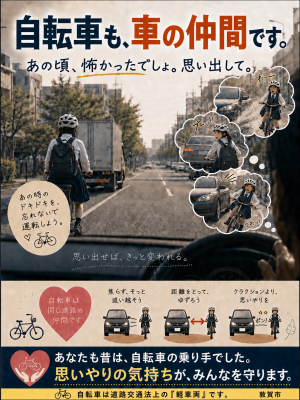 「自転車も、車の仲間です。」と書かれた交通安全チラシの画像