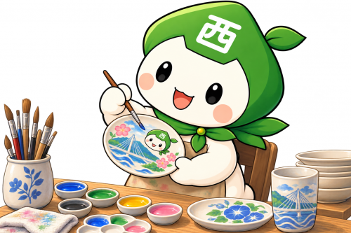 お皿に絵付けをするイラスト