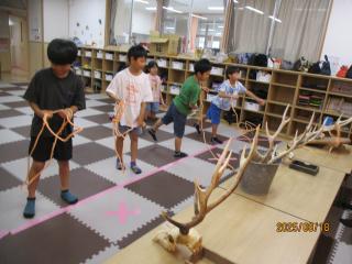 鹿のツノで輪投げ風ゲーム