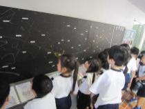 プラネタリウムの開始を待っています