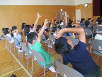 防災クイズをしています