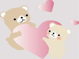 ハートにつかまっているクマのイラスト