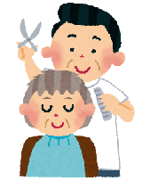 散髪をしているイラスト