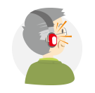 ヘッドホンを付けたおじいさん