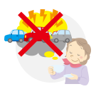 騒音を避けるおばあさん