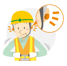 耳栓をつけているおじいさん