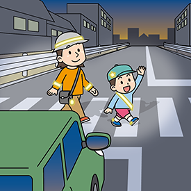 反射材を着用した歩行者のイラスト