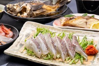 敦賀真鯛の刺身などの写真