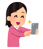 スマートフォンを持っている女性のイラスト